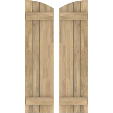 Americraft 4-Board (2 Batten) Wood Joined Board-n-Batten Shutters W/ Ellipt Top, ARW101BE414X59UNH
